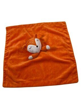First Impressions Fox Baby Security Blanket Orange Lovey Vibrant Plush Soft Cozy